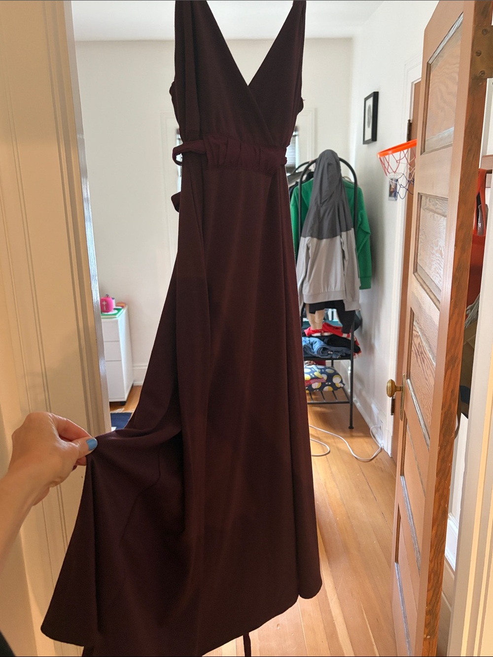 V-Neck Sleeveless Midi Dress in Deep Plum